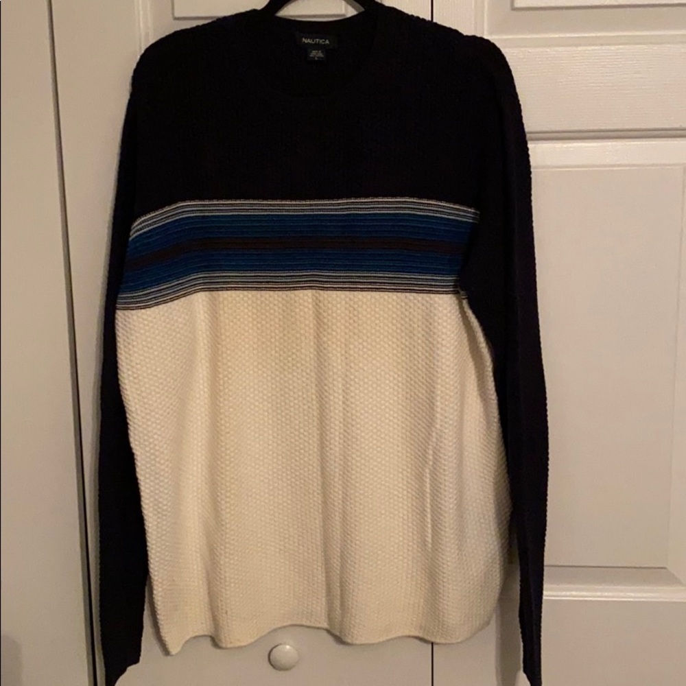 Nautica Blue, Teal and Cream Sweater